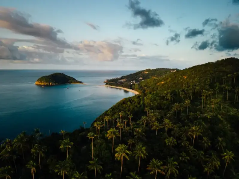 Koh Phangan coastline aerial view